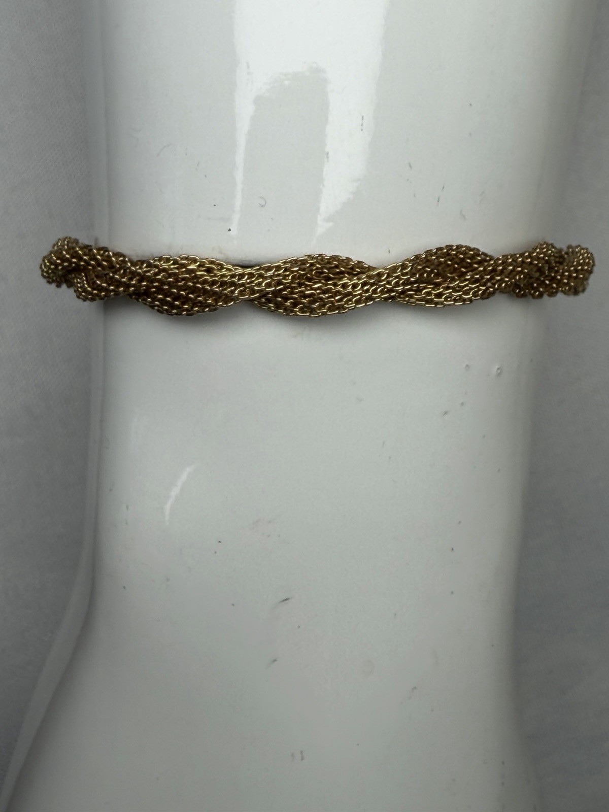 Gold Tone Twisted Rope Chain Bracelet Metal Spring Ring Closure