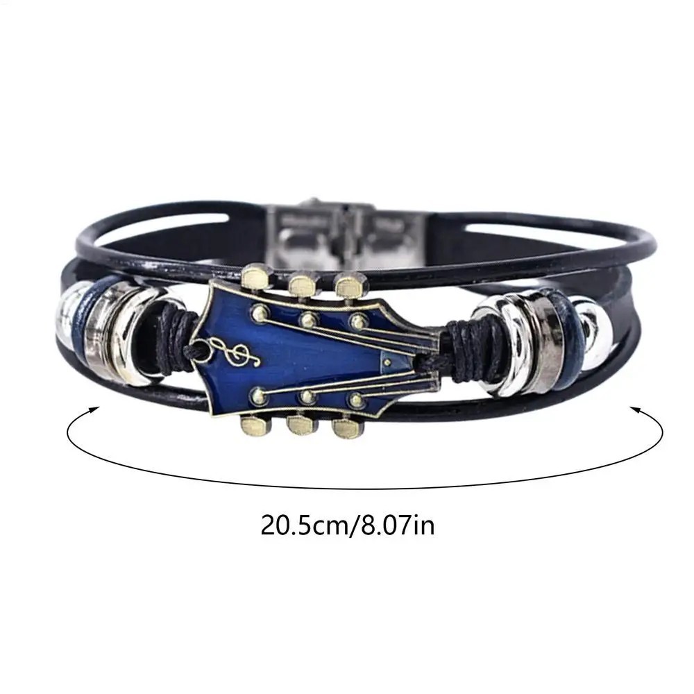 Braided Guitar Bracelet Faux Leather Adjustable Buckle Punk Wristband Jewelry