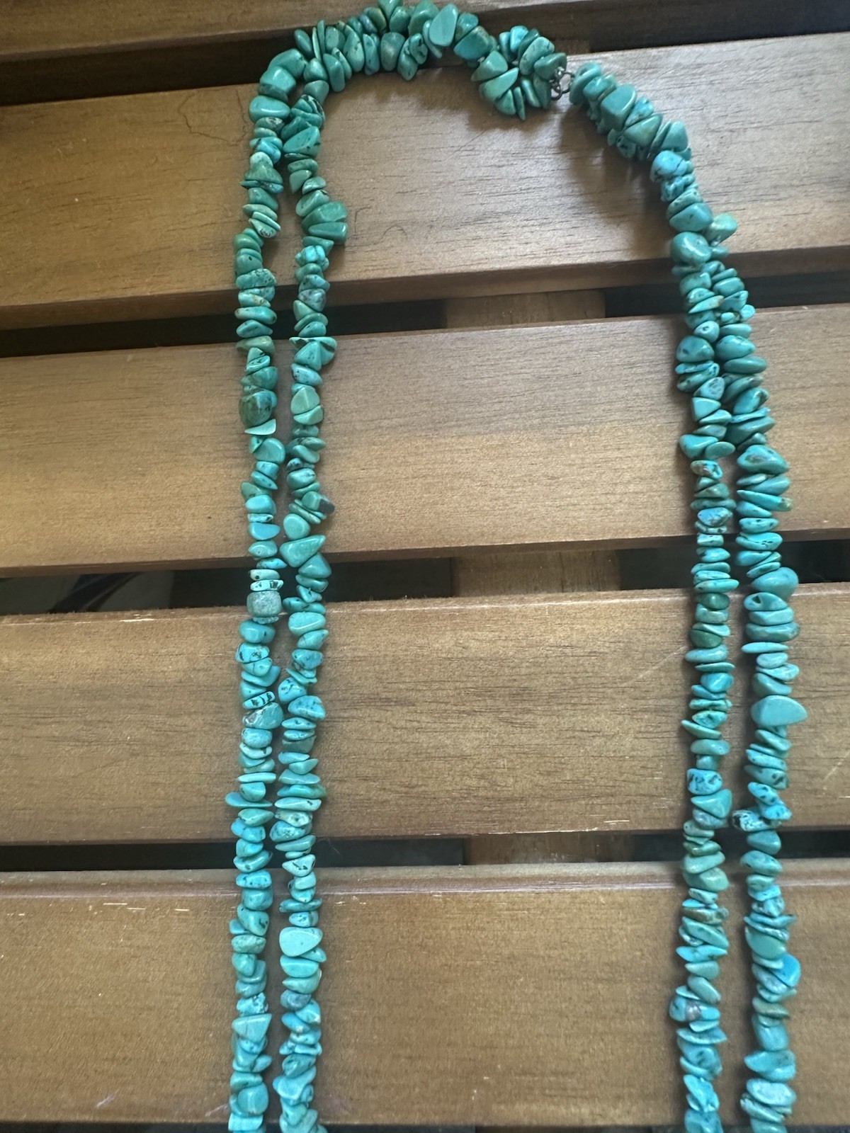Native American Navajo Blue Nugget Turquoise Necklace 2 strand