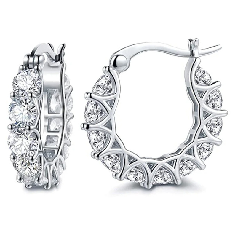 1Pair Full CZ Crystal Hoop Earrings Women Party Statement Jewelry – NEW