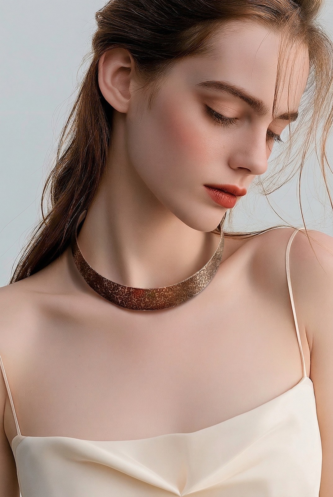 Solid copper choker #CC304AM- 1 inch wide. High polish Finish.