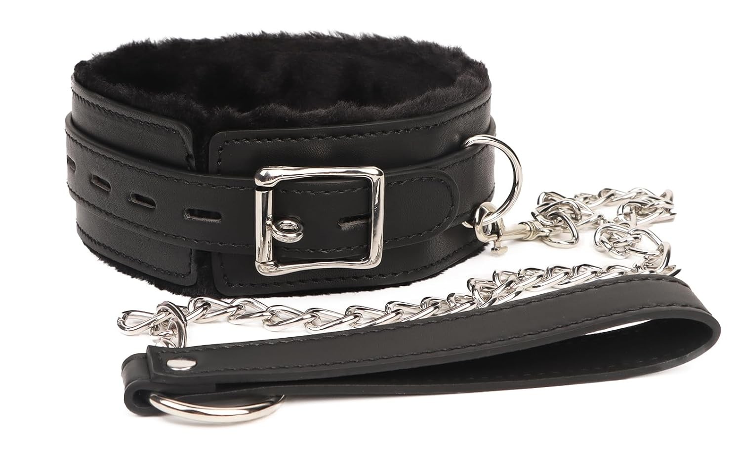 Leather Collar for Women, Adjustable Choker Collars Necklaces with Fur Liner for