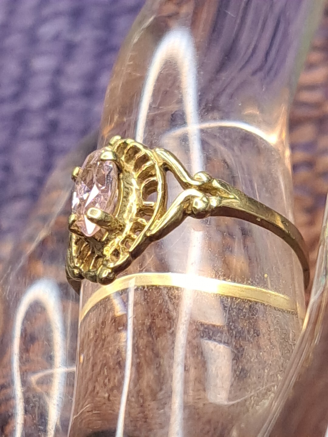 Ring 1 Carat Pink Gemstone Ring in 10K Solid Yellow Gold Size 6.5 11-14