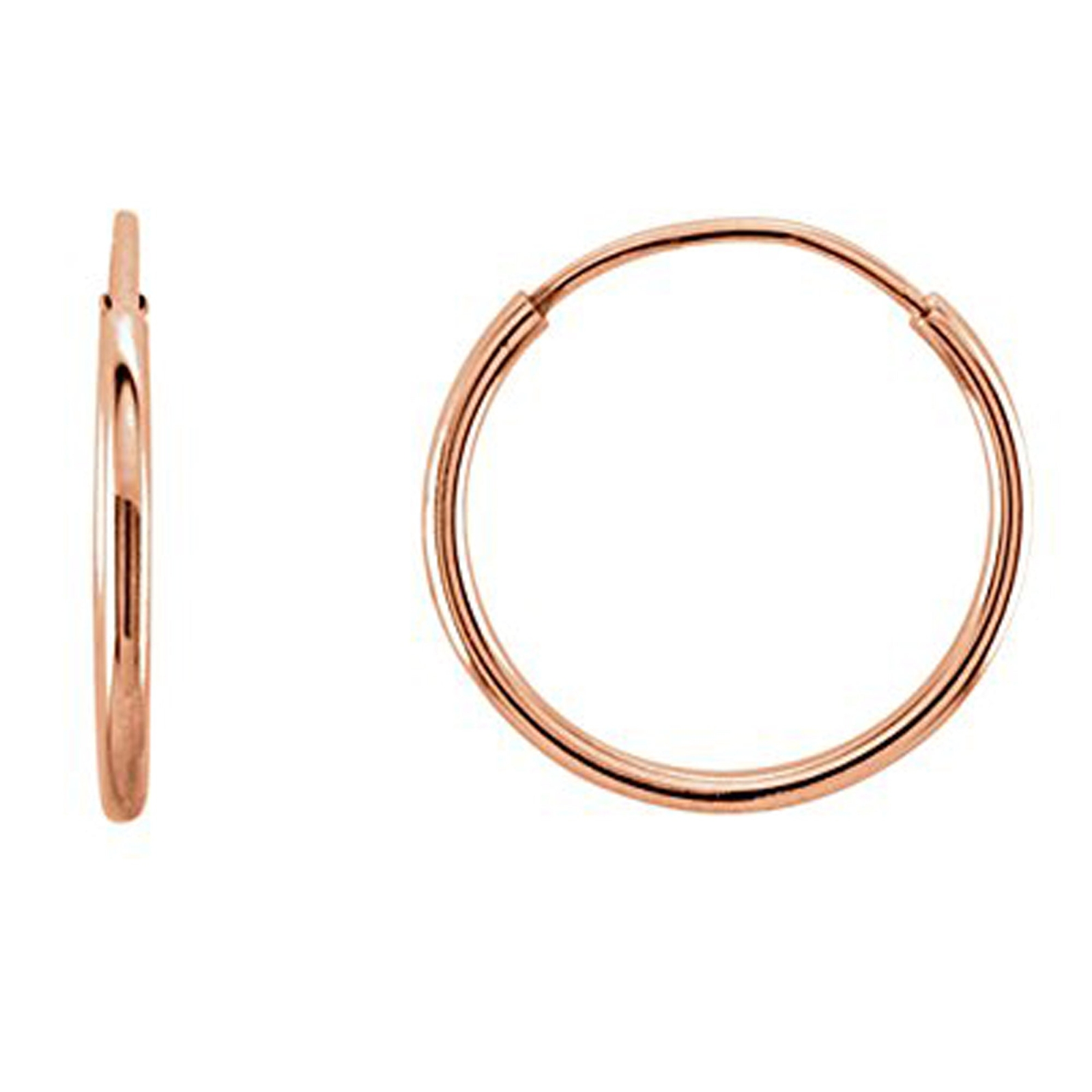 14K Rose Gold Endless Round Hoop Earrings, 10mm