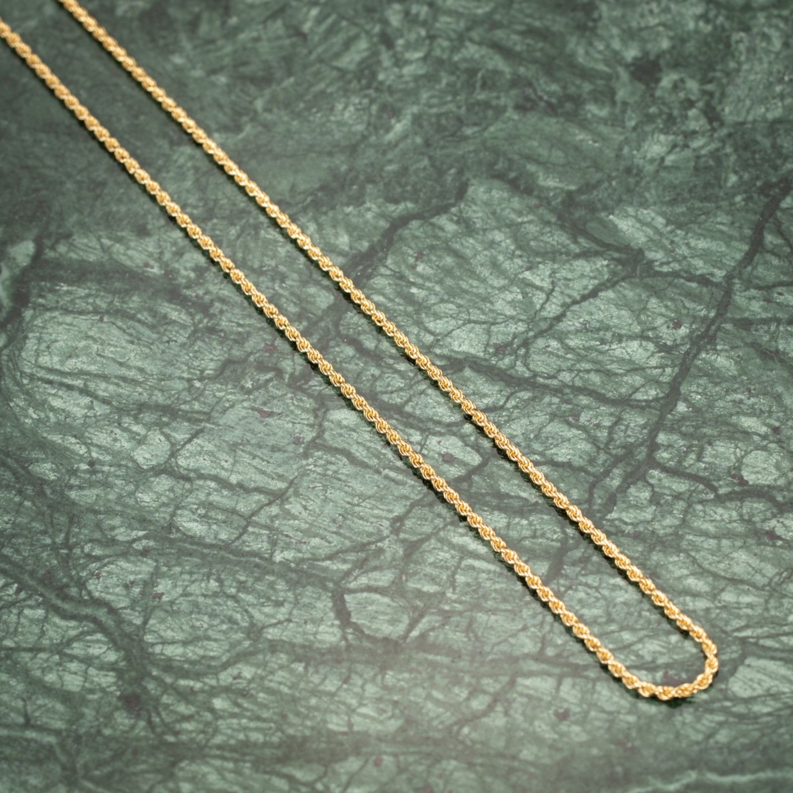 Solid Yellow Gold Plated Heavy 925 Sterling Silver 2MM Twist Rope Chain Necklace