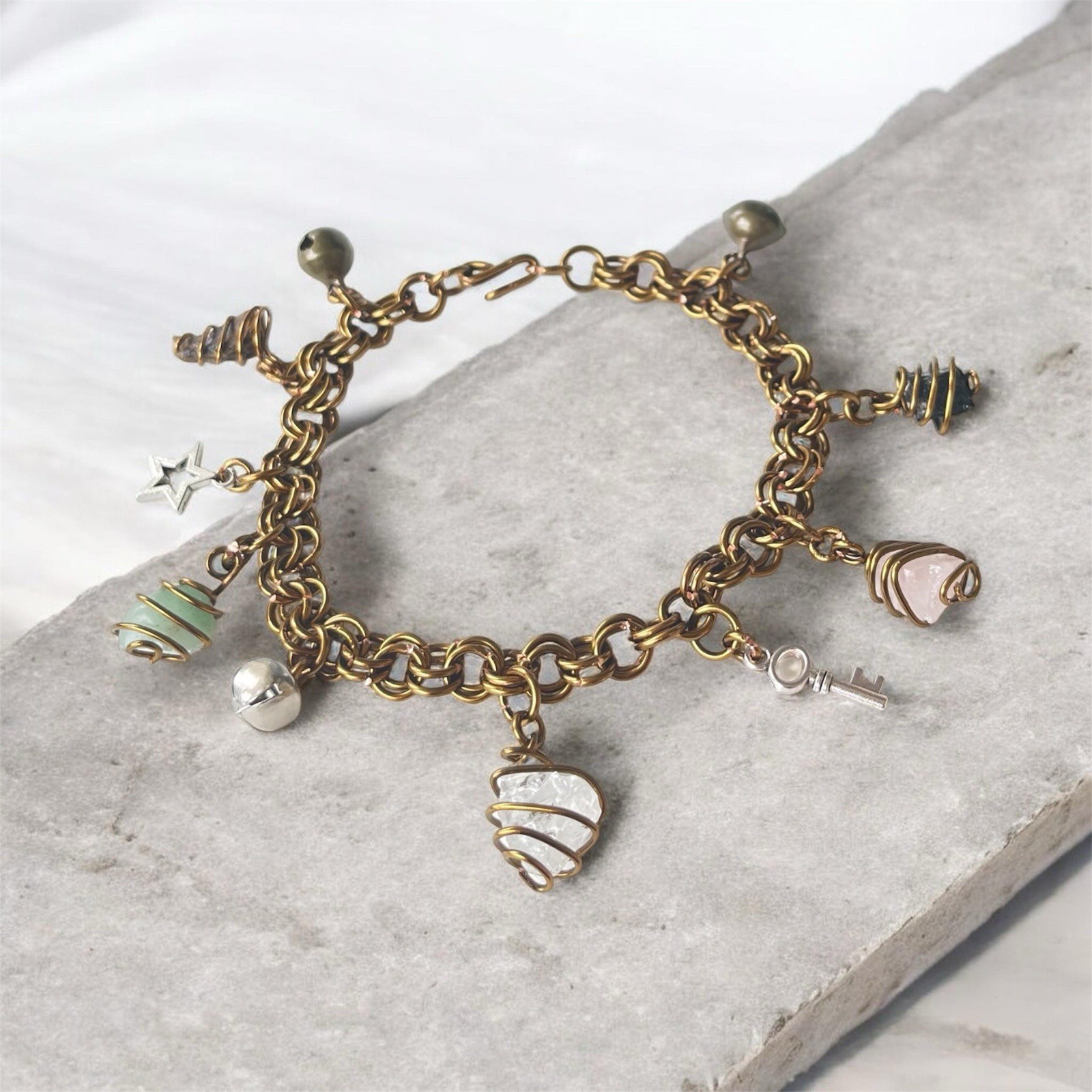 Copper/Antique Brass/titanium Non-Tarnish Link Chain/Charm/Crystal Anklet
