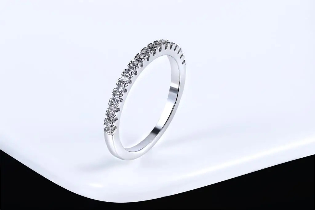 Micro Pave Ring Simulated Zirconia Tension Setting Band Stackable Jewelry