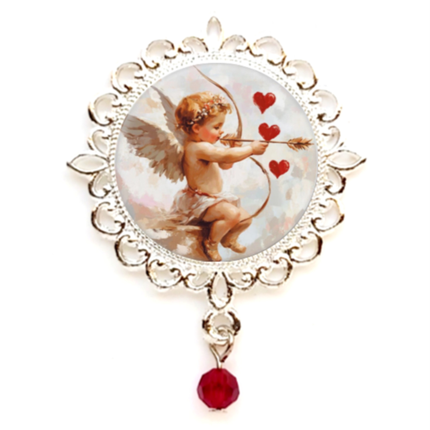 Valentine’s Day Cupid With Bow Brooch/Pin Silver, Gold and Rose Gold Tone USA