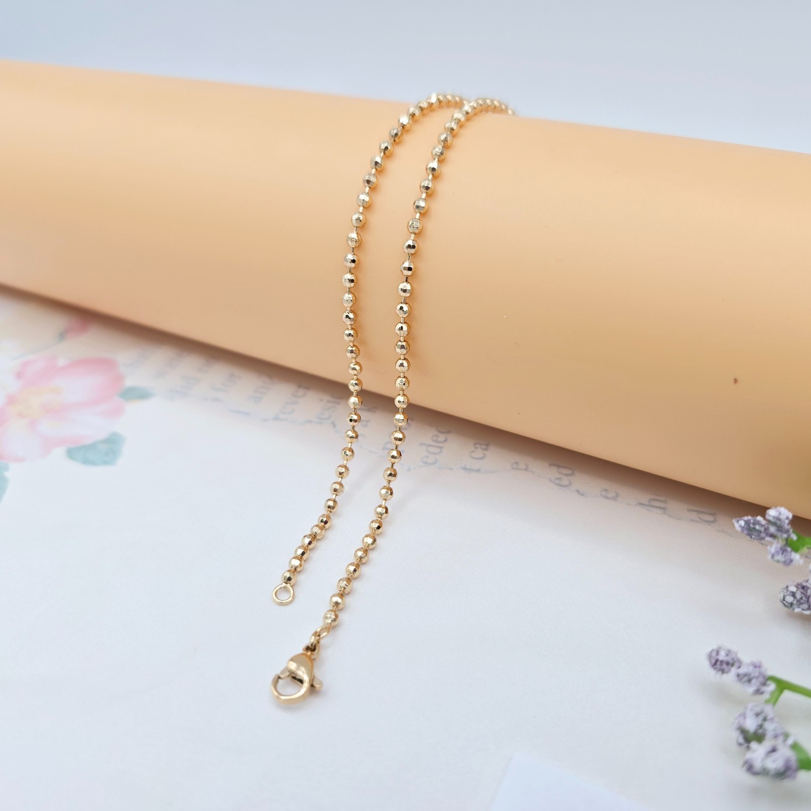 with 45cm Length (17.7 Inches), XPNL0051 Elegant Rose Gold Ball Bead Necklace