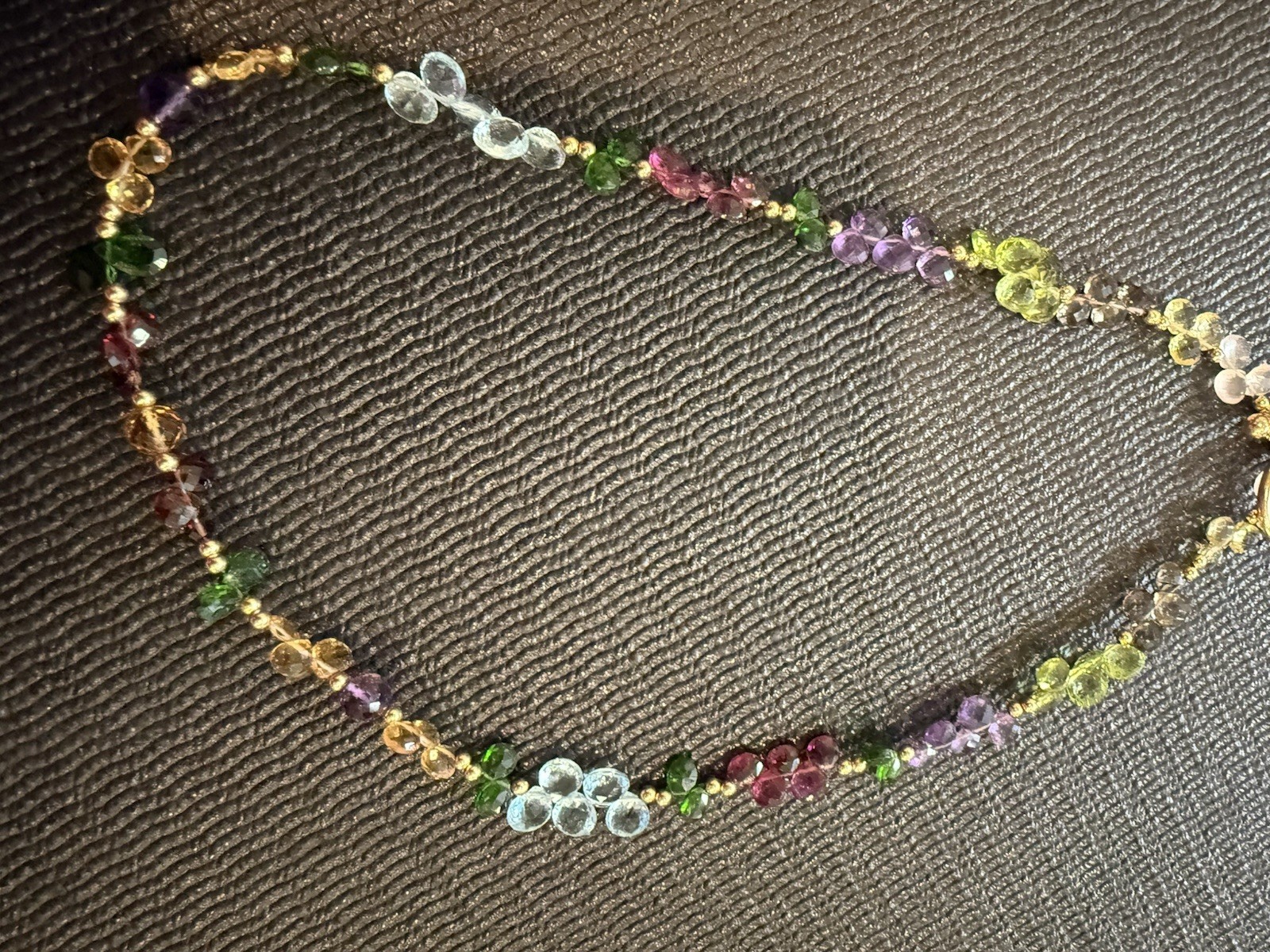 semi precious stoned gold plated 16″ necklace STUNNING!