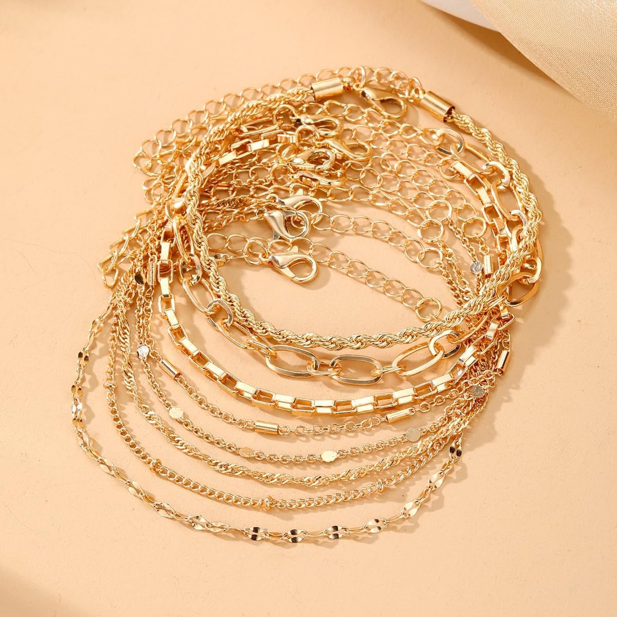 IFKM Gold Bracelets for Women, 14K Plated Dainty Link Chain Bracelet…
