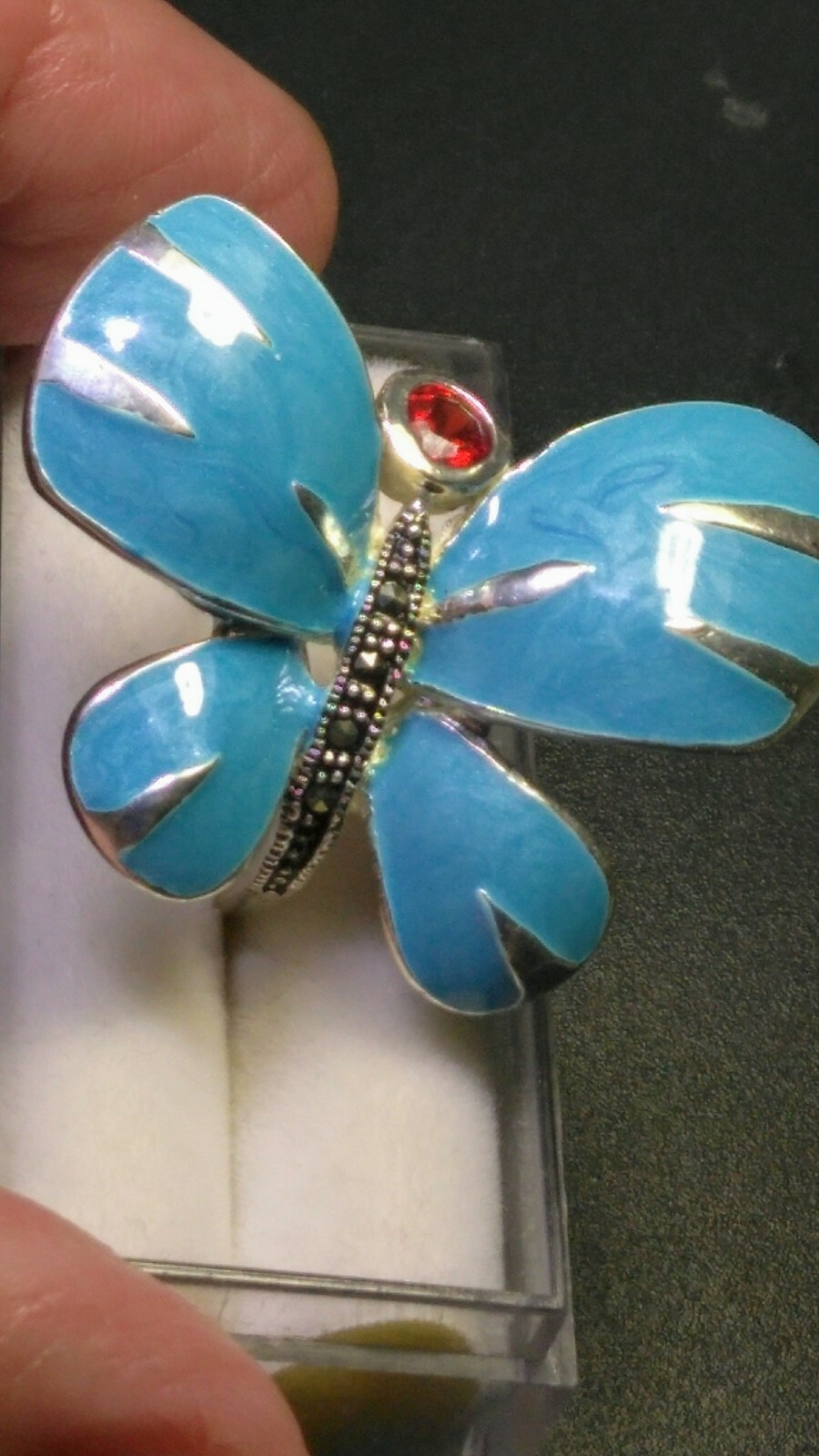 LIVELY MEENAKARI BUTTERFLY IN STERLING SILVER.925 RING SIZE 9.0-9.25
