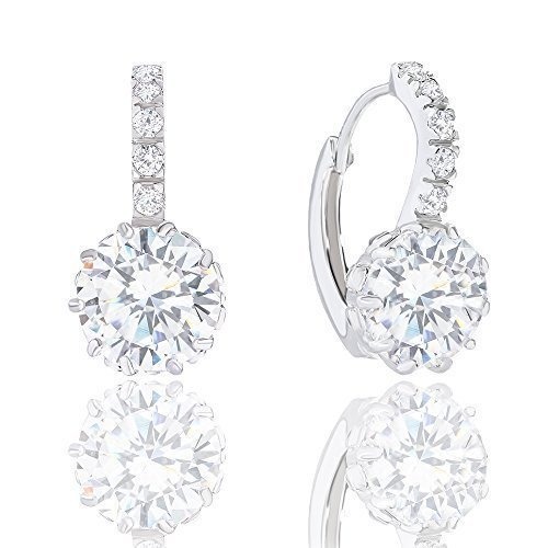 Orrous 18k Gold Plated Solitaire Cubic Zirconia Leverback Earrings (5.00 carats)