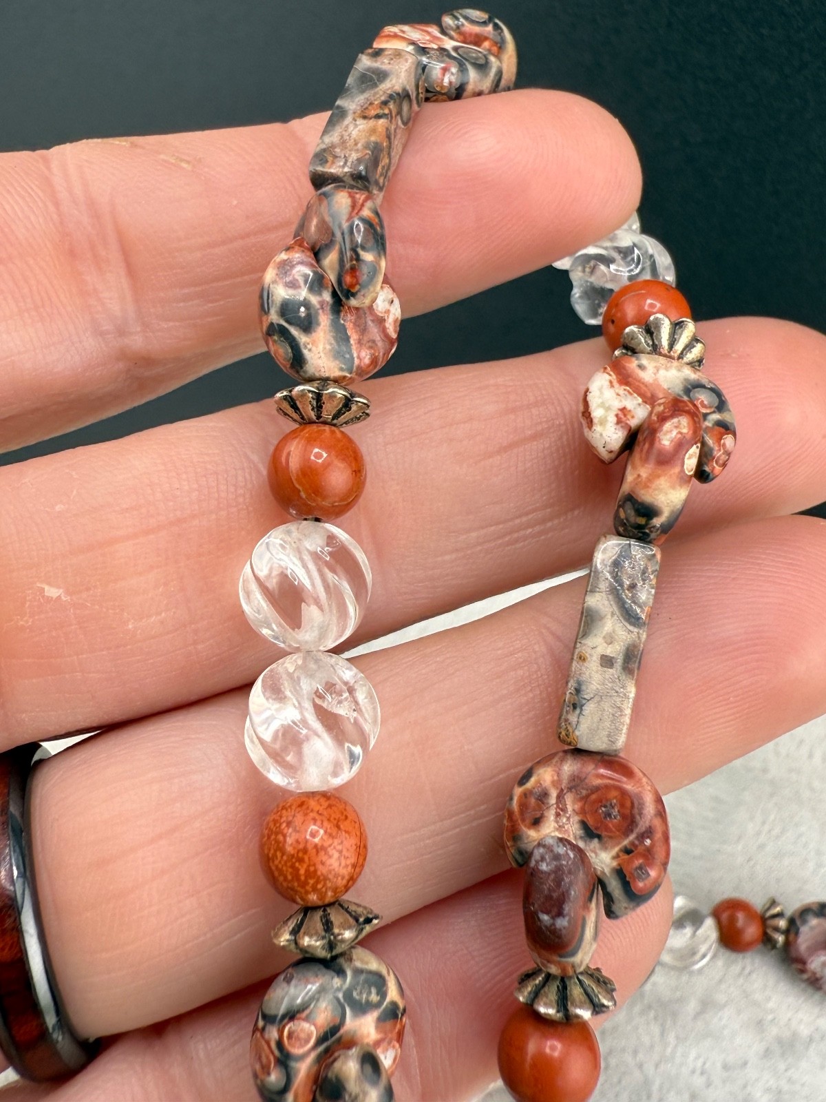 Vintage Jasper Necklace Polished Stone Chunky 20”