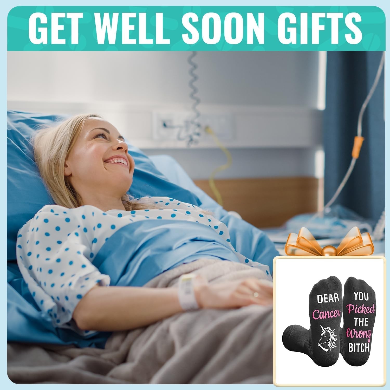 Cushioned Sole Cancer Socks – ‘Dear Cancer You Picked The Wrong Bitch’ Gift