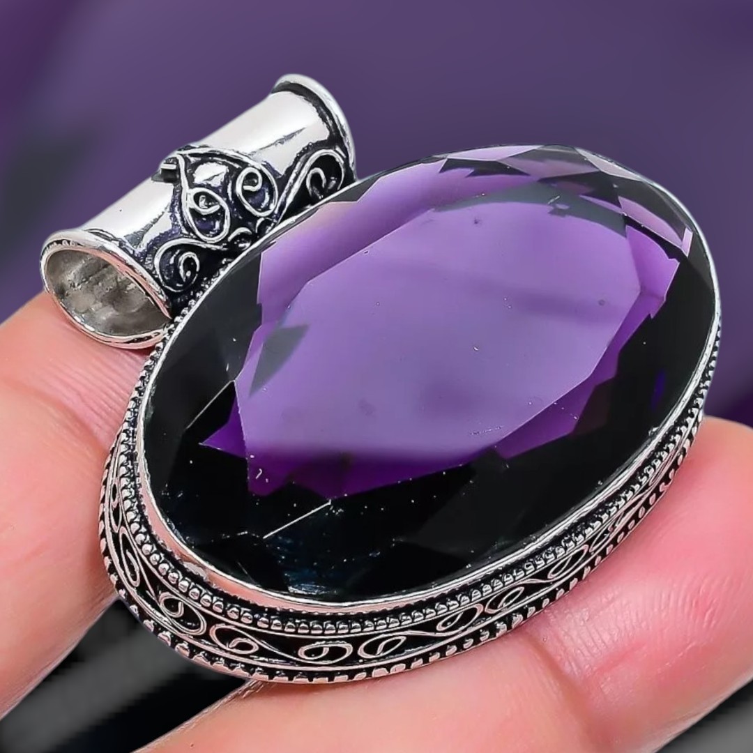 Amethyst Gemstone Handmade 925 Silver Jewelry Pendent
