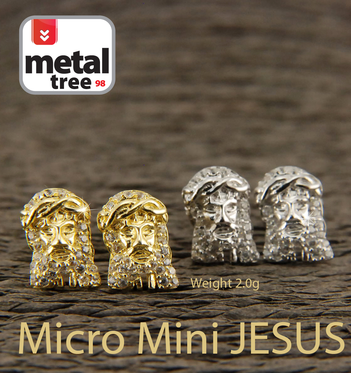 Men’s Hip Hop 925 Silver 10 mm Micro Mini Jesus Head Screw Back Stud Earrings