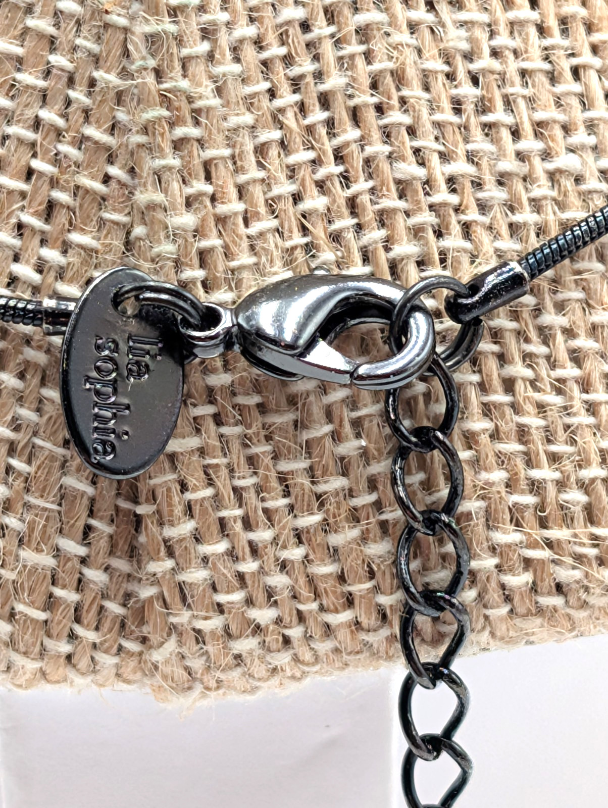 Pretty Lia Sophia Dainty Gun Metal Black Drop Necklace with Charcoal Rhinestones
