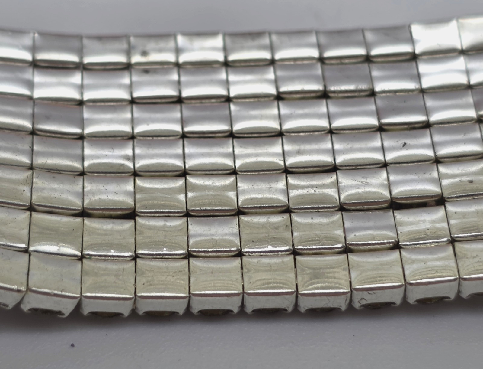 7 Row Clear Rhinestone Stretch Cuff Bracelet Silver Tone 6.5 In 1 In Wide Glam