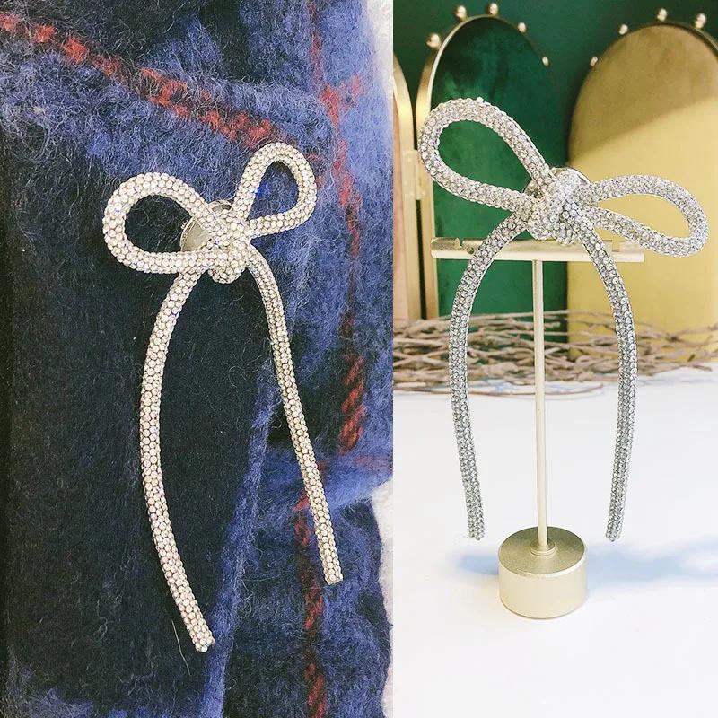 Silver Color Bow Brooches for Women Large Bowknot Brooch Pin Vintage Jewelry