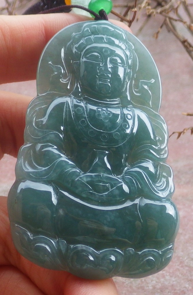 Video Certified Natural A Jade jadeite pendant Guanyin Kwan yin 观音 419195 TS