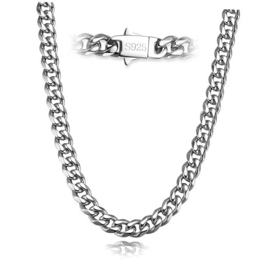 5MM Cuban Link Chain for Men Women 316L Width 5mm Length 24 Inches Silver