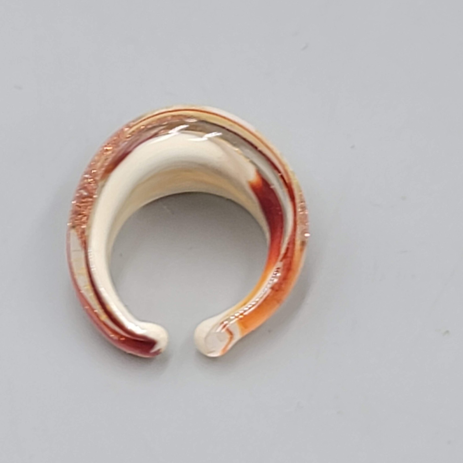 Multicolor Glass Wrap Cocktail Ring Womens Size 7 Gold Red Swirl Band Bold