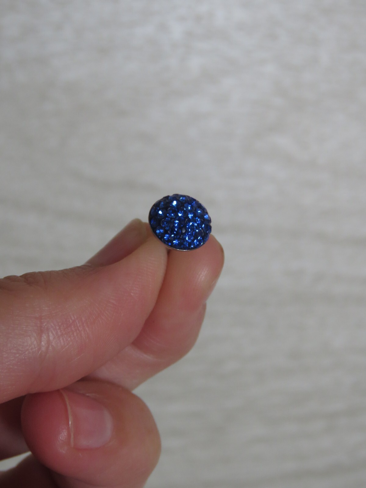 925 ATI CH Sterling Silver Blue Crystal Rhinestone Round Stud Earrings