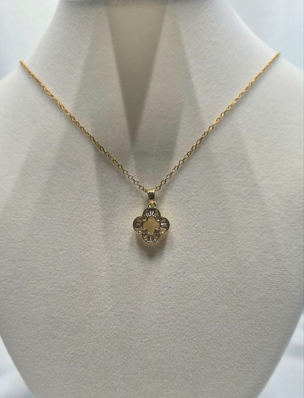 Titanium Steel Necklace Copper Pendant Cubic Zirconia Inlaid Real Gold Plating