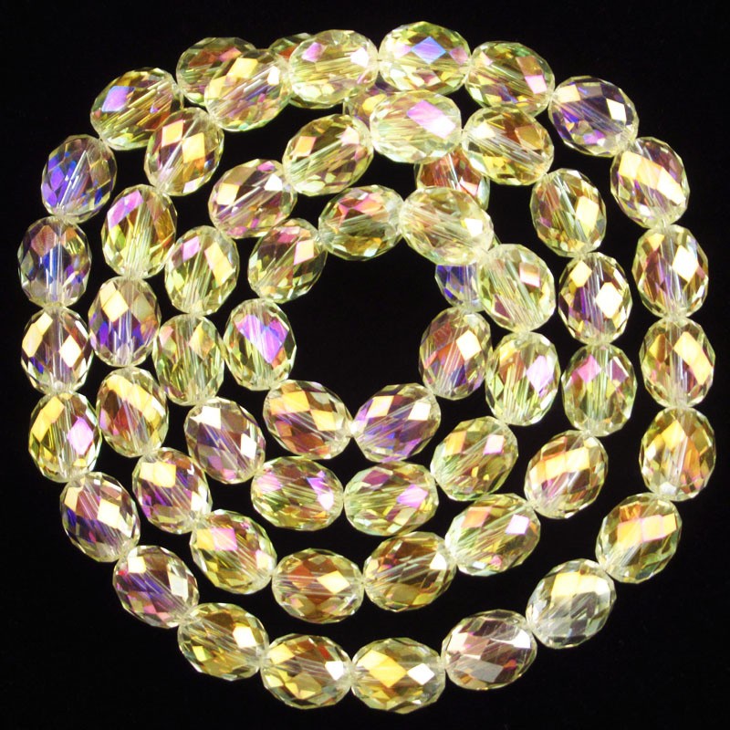 1Strand 10x8mm Faceted AB Rainbow Crystal Drum Loose Bead 18inch SJTZ17