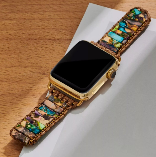2025HOT Handmade Jasper Stone Tube Strap Braided Watch Band for 42/44/45mm