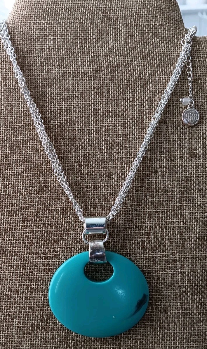 Bill Blass Silver Tone Faux Turquoise Necklace