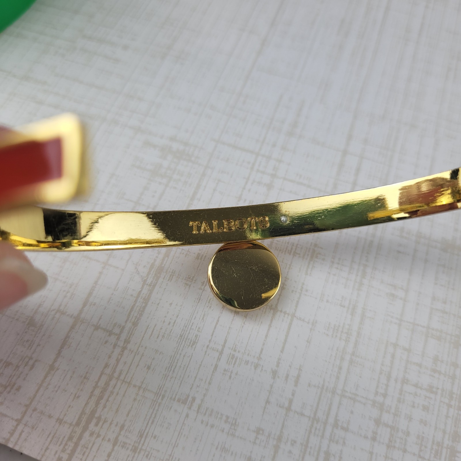 Talbots Gold Tone Red Enamel Letter E Inital Necklace & Bracelet Set 24″