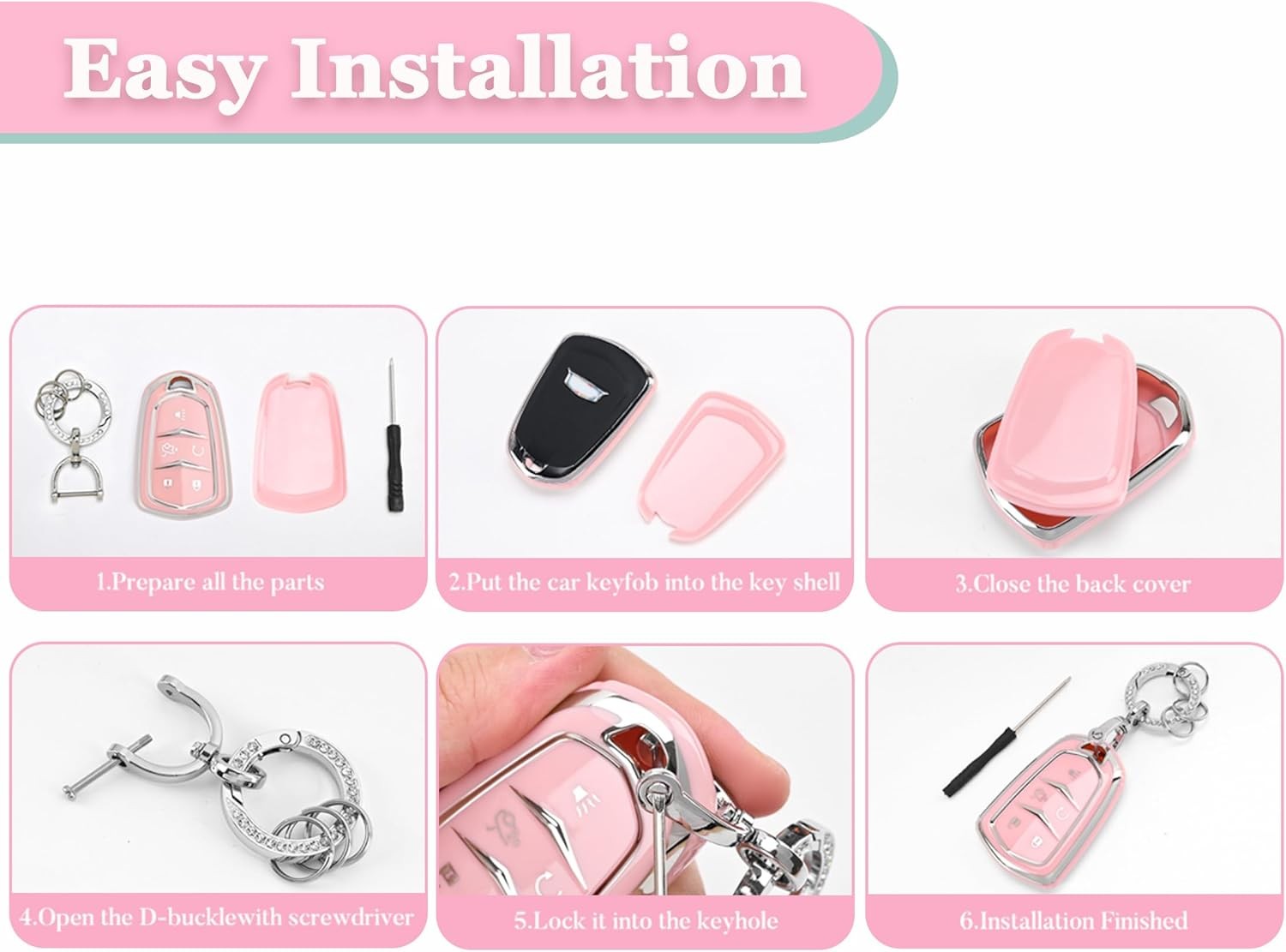 Key Fob Cover – Soft TPU Key Case Protection with Bling Keychain Size: Subaru