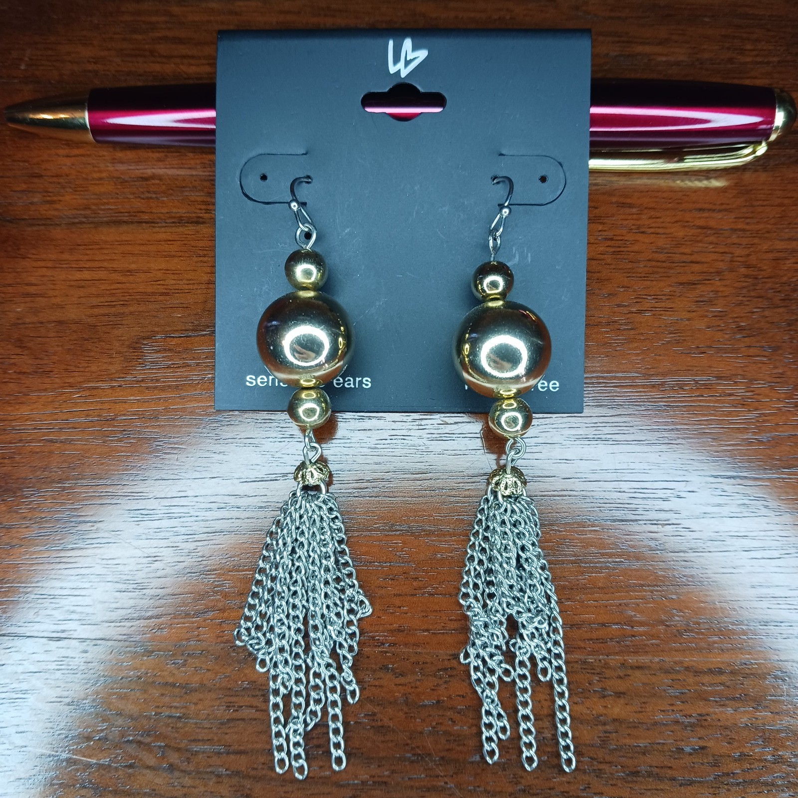 Sterling Silver Earrings Dangle Tassel Bead & Hook Sensitive Ears Nickle Free