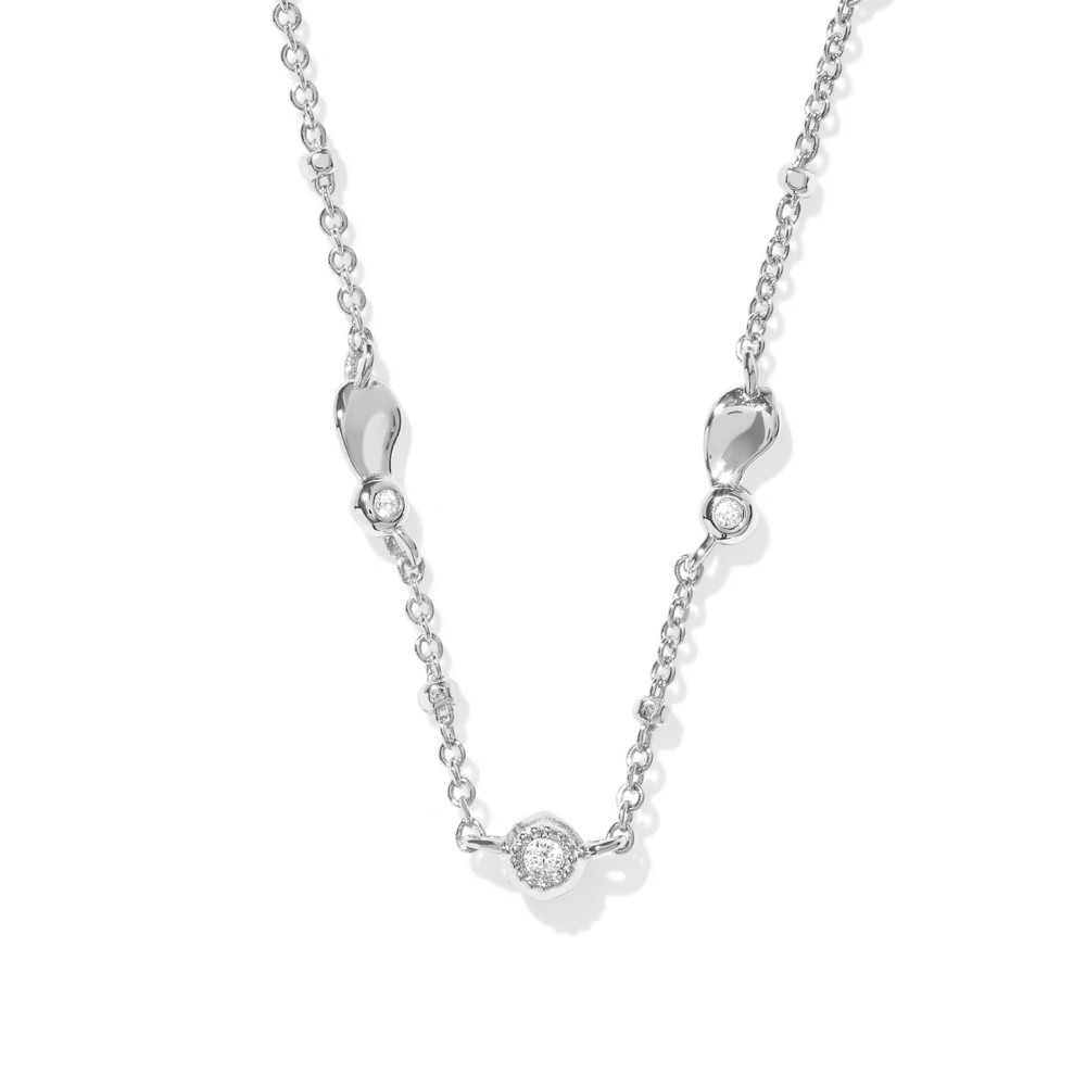 Kendra Scott Lucille Strand Necklace – Silver White Cubic Zirconia: Rhodium Over