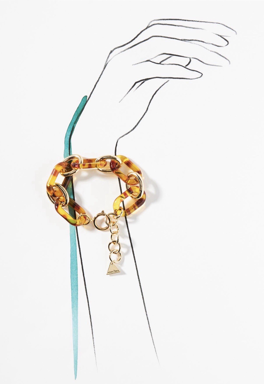 Anthropologie – Serefina Sunset Resin Oval Link Wrap Bracelet (7in)