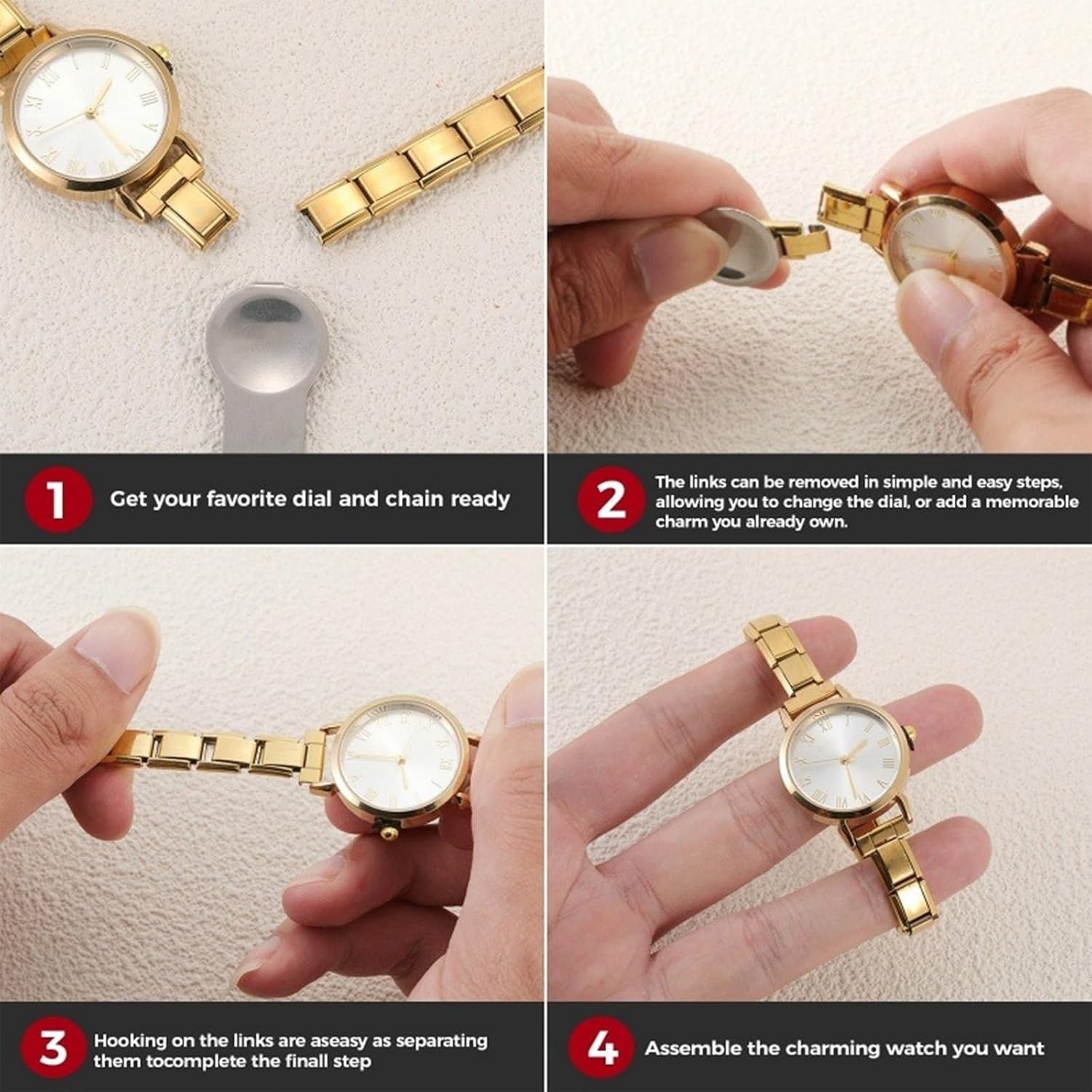 Stylish Star-Themed Italian Charm Watch – Effortless Assembly & Personalization