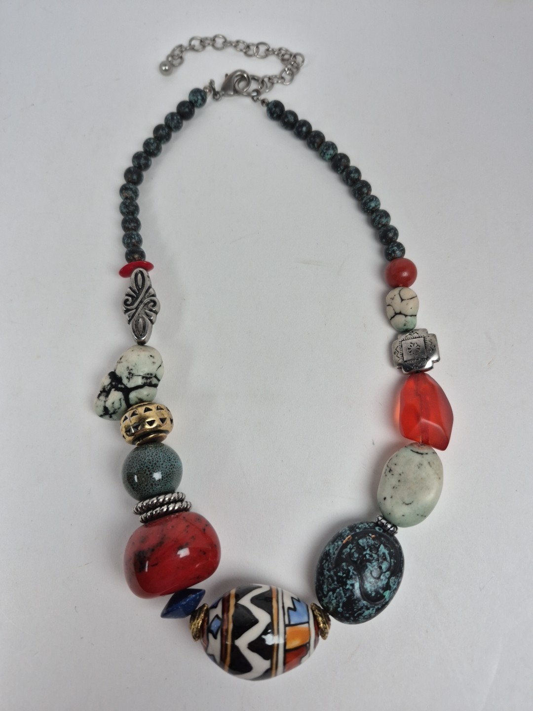 Statement Piece Necklace Colorful Glass Stone Ceramic Plastic Beaded Chunky