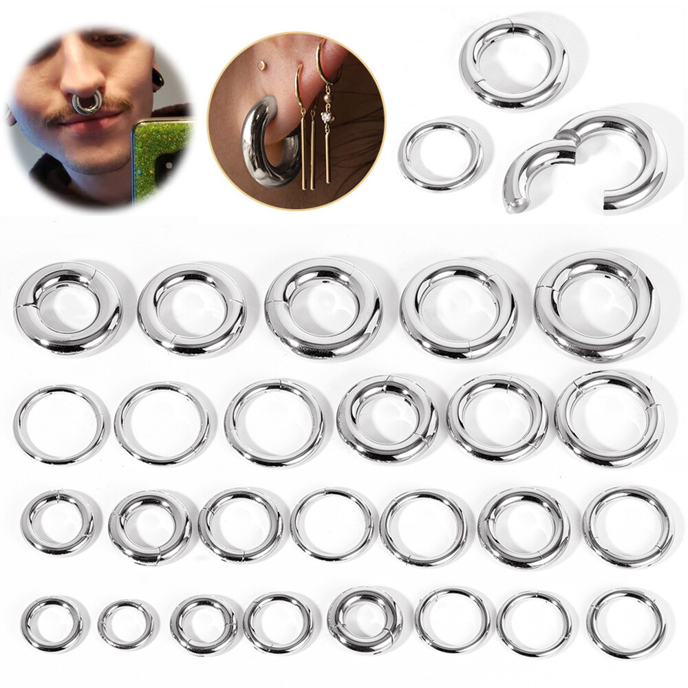 1 Pc Large Size Hoop Earrings Stainless Steel Ear Gauges Punk Septum Piercing