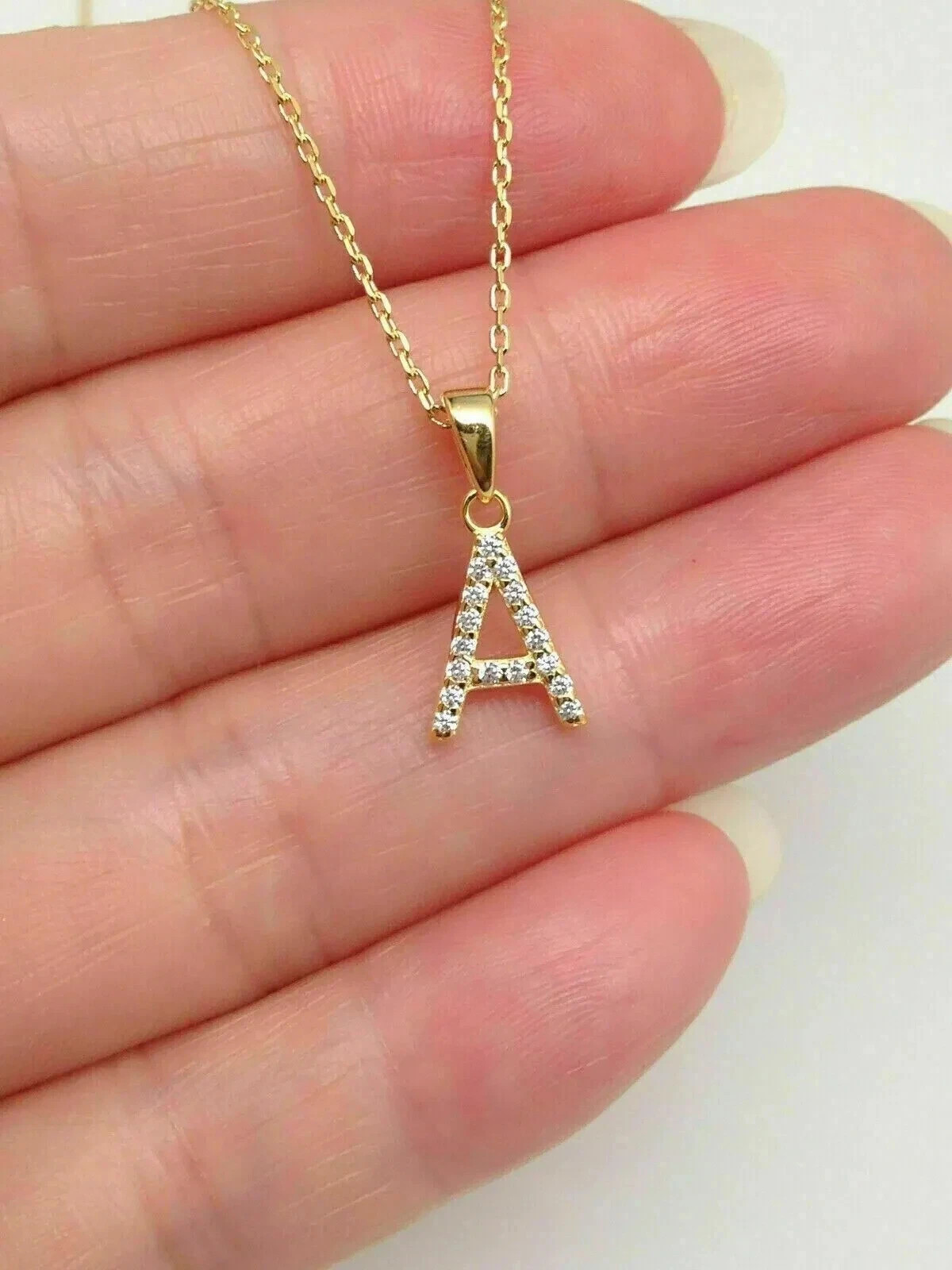 1.00 Ct Simulated Diamond Initial Letter “A” Pendant 14K Yellow Gold Plated