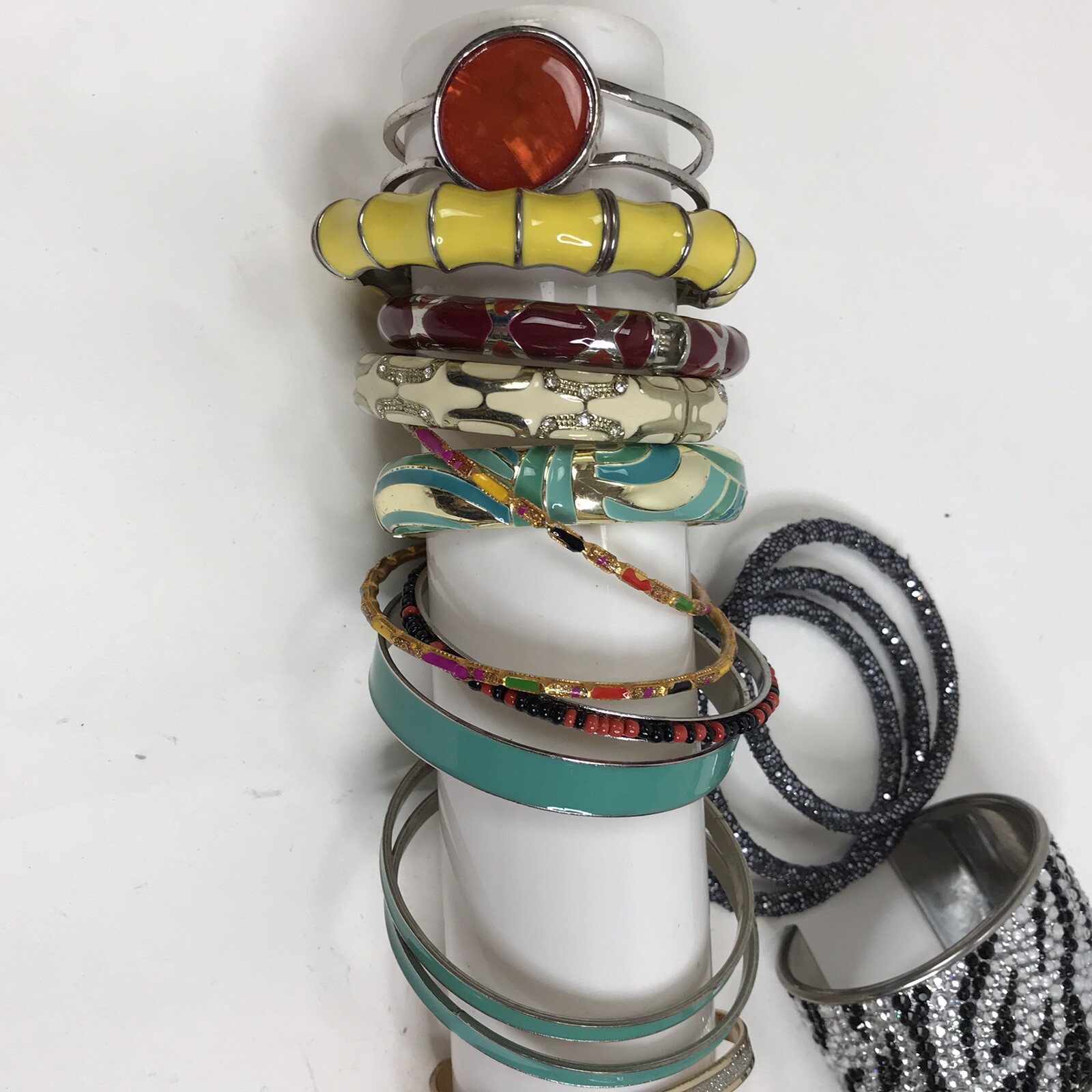 Bracelet Lot Bangles Enamel Plastic mixed materials colorful Vintage to mod boho