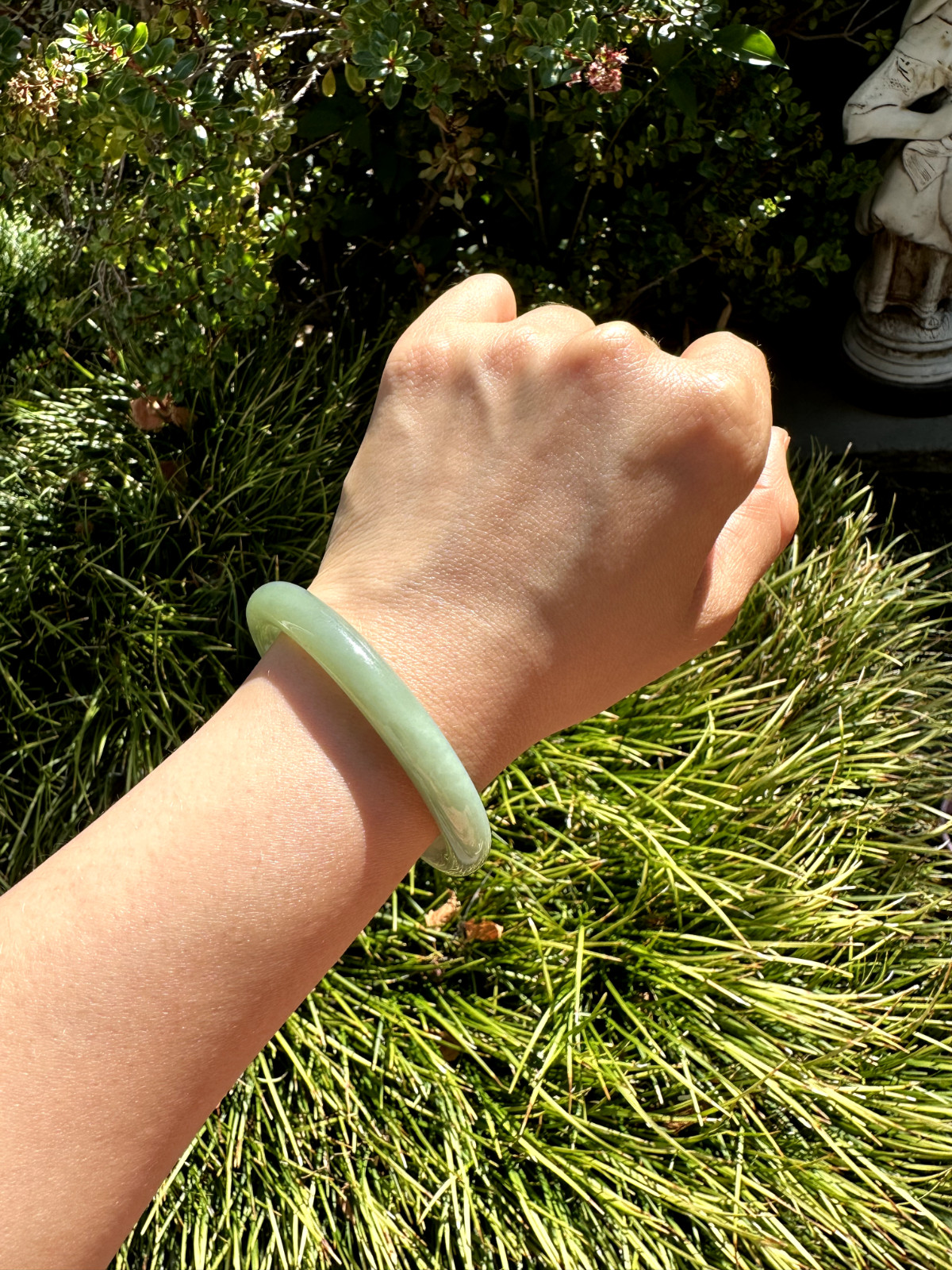 54.2mm Oily Water Duck Egg Green Nephrite Bangle Bracelet | 54口鸭蛋青和田玉手镯