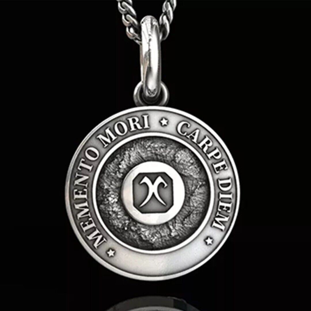 Memento Mori Skull Silver Skull Necklace Stainless Steel Chain Pendant Retro~