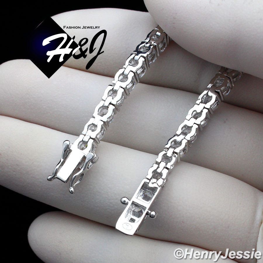 7.5″MEN WOMEN 14K WHITE GOLD PLATED ICY BLING CZ 4MM 1 ROW TENNIS BRACELET*BB2