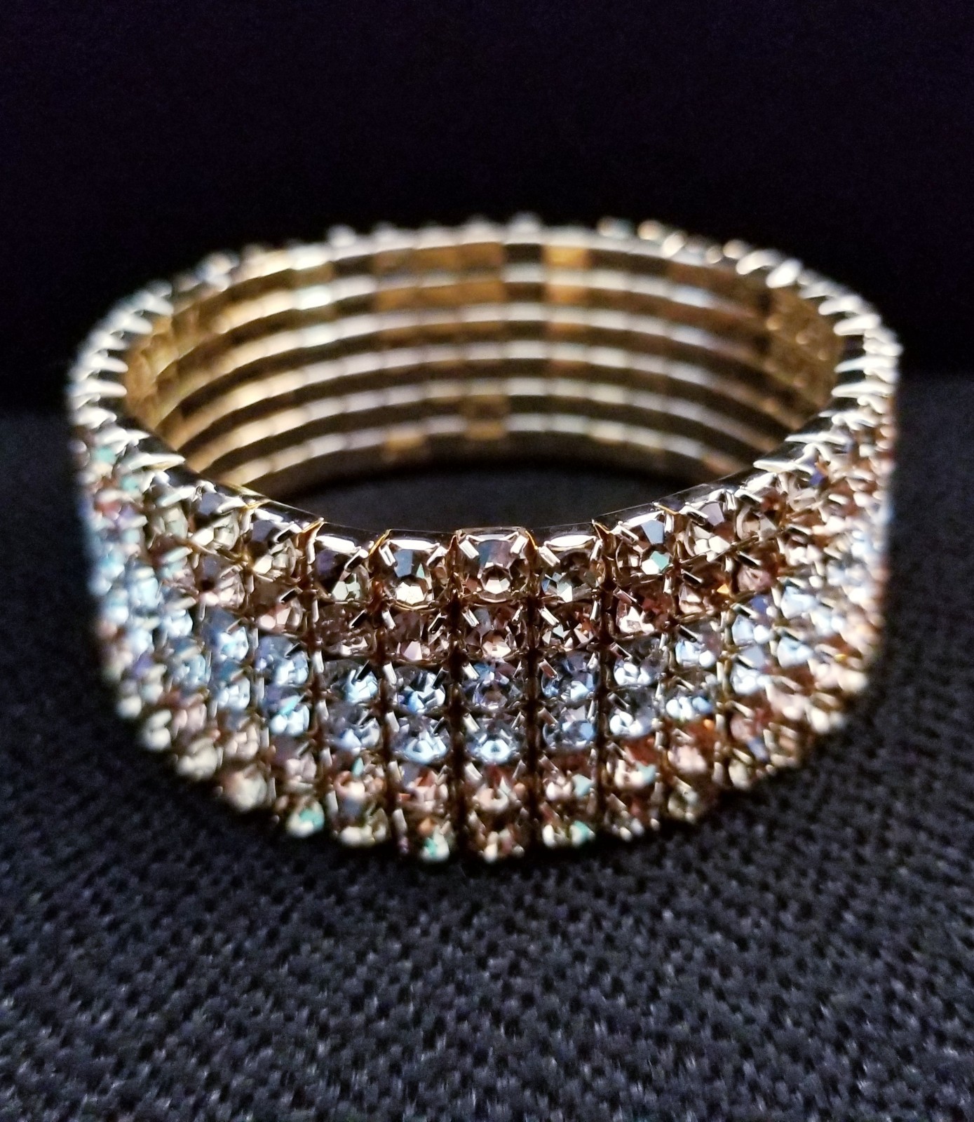 Topaz Gold Rhinestone Stretch Bracelet Crystal Pageant Prom Drag Jewelry