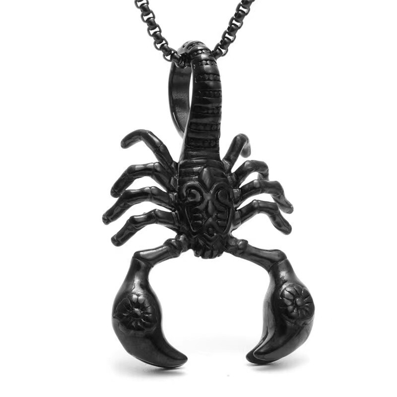Men’s Black Animal Scorpion Pendant Necklace Gothic Retro Rock Jewelry Chain 24″