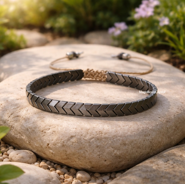 Hematite Men’s Bracelet Energy Protection Men Jewelry Healing Crystal Stone Gift