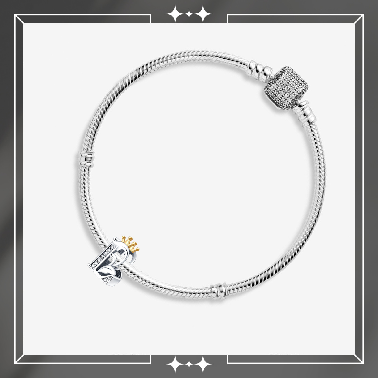 Crown L Letter Charm For Bracelet, L Letter Charm, Crown Letters Charm