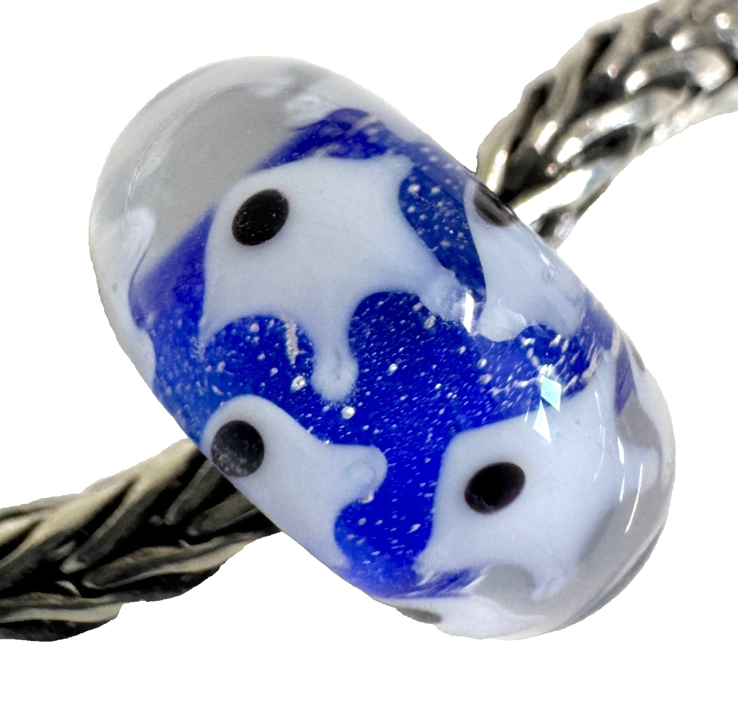 NEW💕Trollbeads UNIQUES Critters Beautiful Blue Cosmic Base with White Starfish